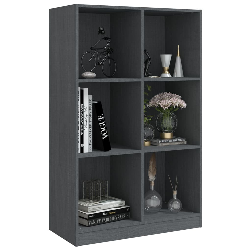 Libreria Grigia 70x33x110 cm in Legno Massello di Pino cod mxl 20428