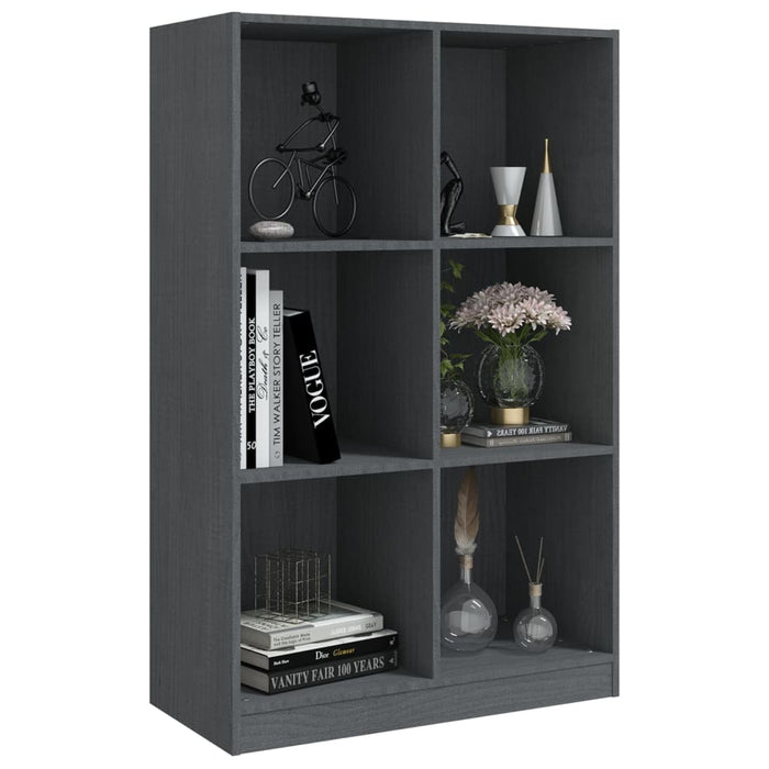 Libreria Grigia 70x33x110 cm in Legno Massello di Pino cod mxl 20428