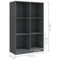 Libreria Grigia 70x33x110 cm in Legno Massello di Pino cod mxl 20428