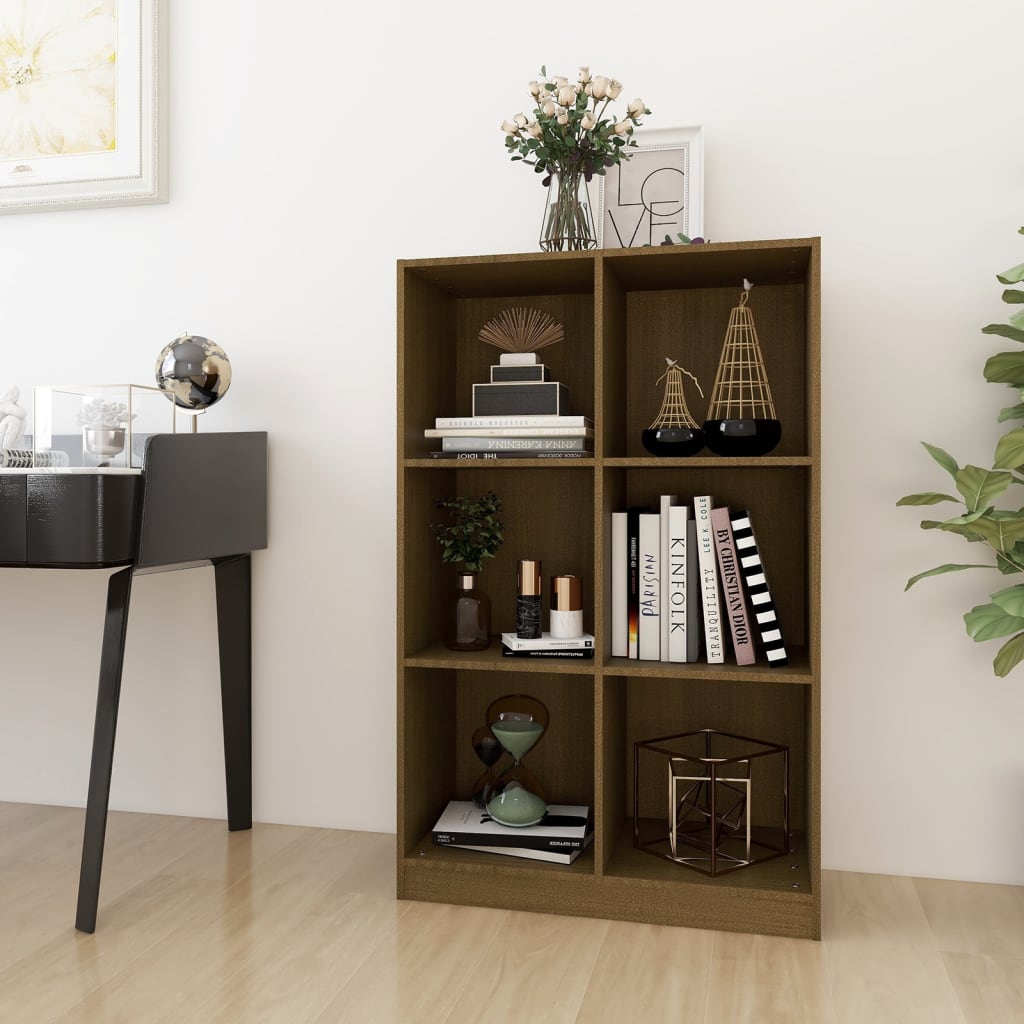 Libreria Marrone Ambra 70x33x110 cm in Legno Massello di Pino 809957