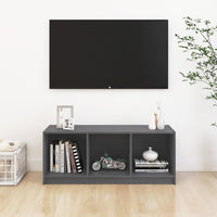 Mobile Porta TV Grigio 104x33x41 cm in Legno Massello di Pino 809962