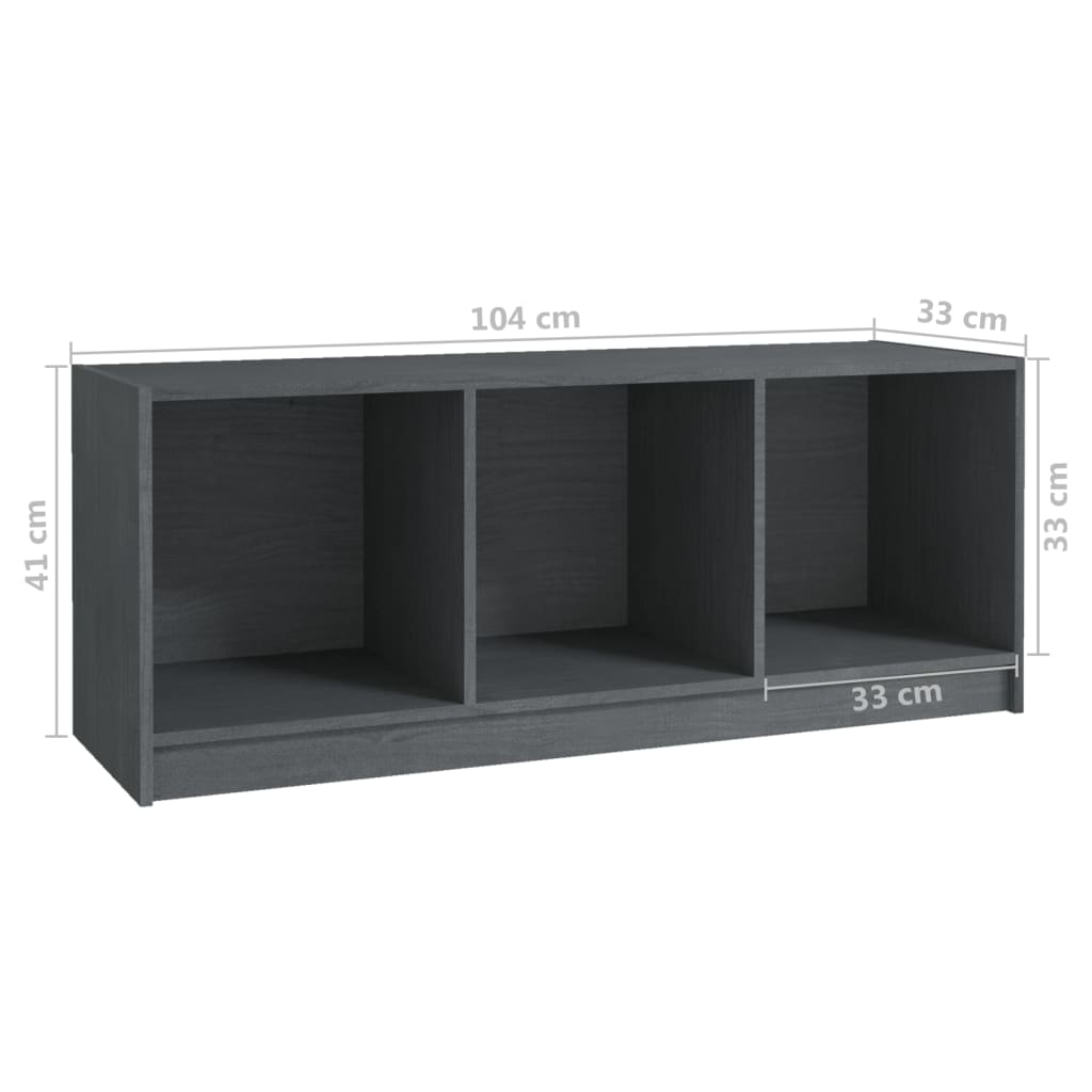 Mobile Porta TV Grigio 104x33x41 cm in Legno Massello di Pino 809962