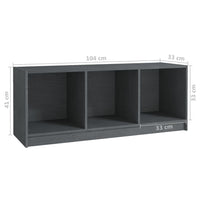 Mobile Porta TV Grigio 104x33x41 cm in Legno Massello di Pino 809962