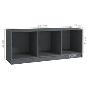 Mobile Porta TV Grigio 104x33x41 cm in Legno Massello di Pino 809962