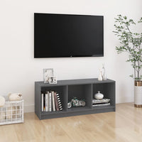 Mobile Porta TV Grigio 104x33x41 cm in Legno Massello di Pino 809962