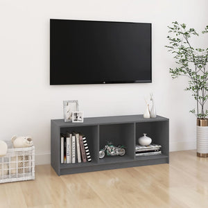 Mobile Porta TV Grigio 104x33x41 cm in Legno Massello di Pino 809962