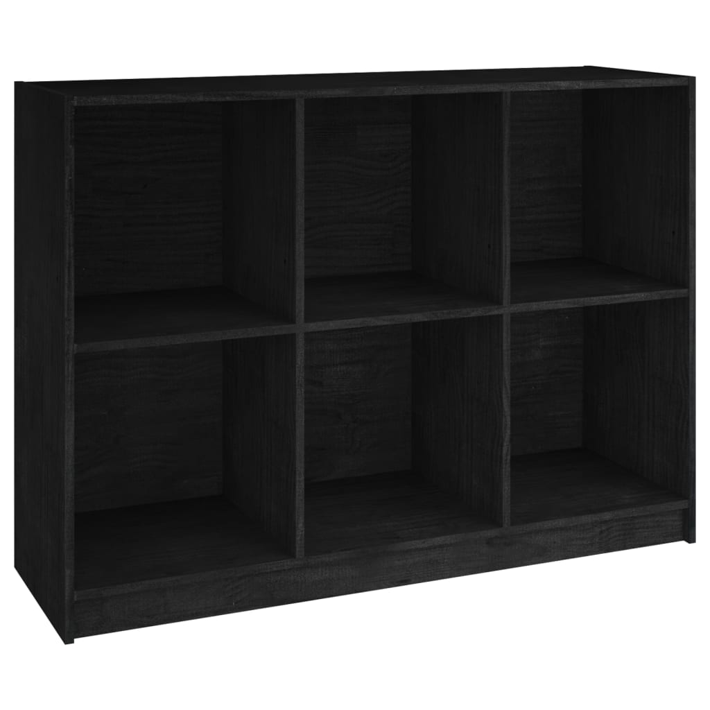 Libreria Nera 104x33x76 cm in Legno Massello di Pino 809970