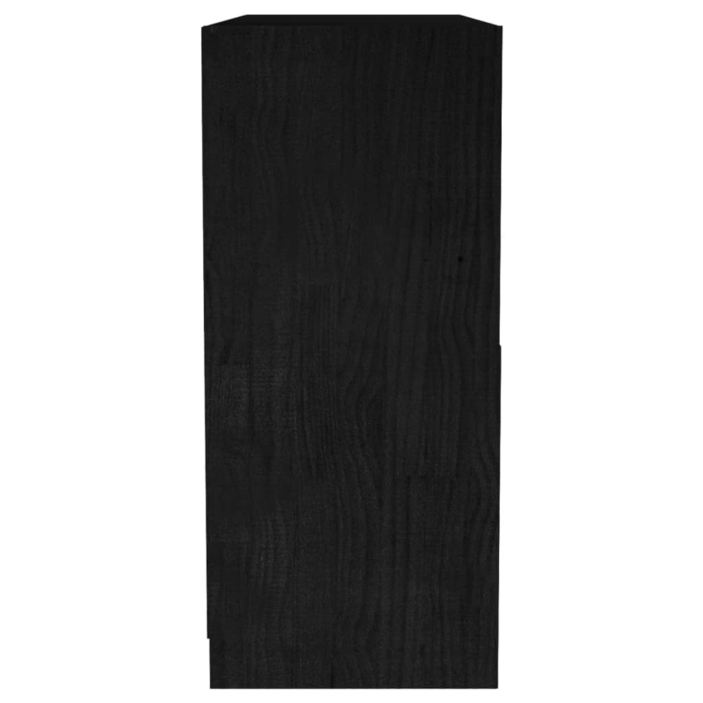 Libreria Nera 104x33x76 cm in Legno Massello di Pino 809970