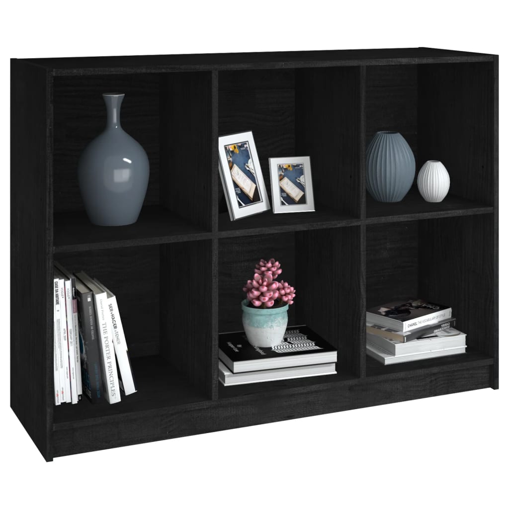 Libreria Nera 104x33x76 cm in Legno Massello di Pino 809970