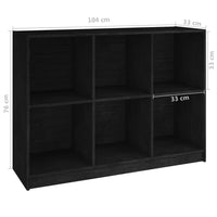 Libreria Nera 104x33x76 cm in Legno Massello di Pino 809970