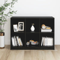 Libreria Nera 104x33x76 cm in Legno Massello di Pino 809970