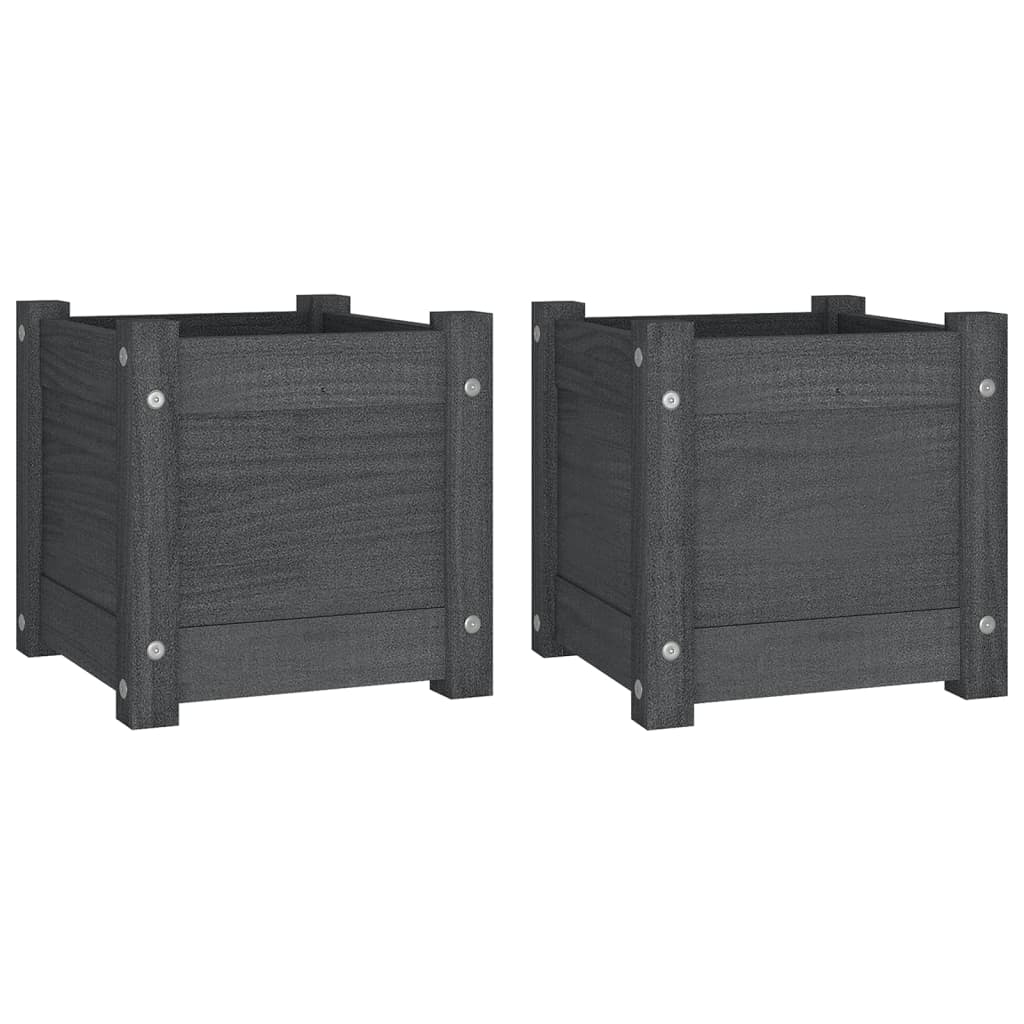 Vaso per aiuole rialzate vassoio piante fiori giardino terrazze all'aperto set da 2 31 x 31 x 31 cm legno di pino grigio 02_0038888