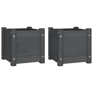 Vaso per aiuole rialzate vassoio piante fiori giardino terrazze all'aperto set da 2 31 x 31 x 31 cm legno di pino grigio 02_0038888