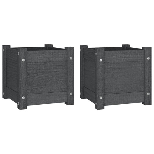 Vaso per aiuole rialzate vassoio piante fiori giardino terrazze all'aperto set da 2 31 x 31 x 31 cm legno di pino grigio 02_0038888