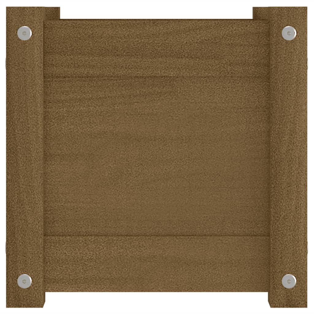 Fioriera Giardino-Vaso da Esterno-Contenitore per Piante Marrone Ambra 31x31x31 cm Legno Massello Pino