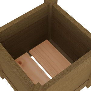 Fioriera Giardino-Vaso da Esterno-Contenitore per Piante Marrone Ambra 31x31x31 cm Legno Massello Pino