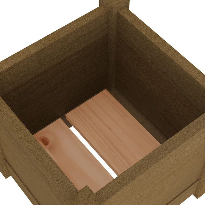 Fioriera Giardino-Vaso da Esterno-Contenitore per Piante Marrone Ambra 31x31x31 cm Legno Massello Pino