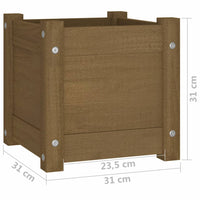 Vassoio per fioriera aiuola rialzata piante fiori terrazza giardino esterno 31 x 31 x 31 cm legno massello di pino marrone 02_0038620