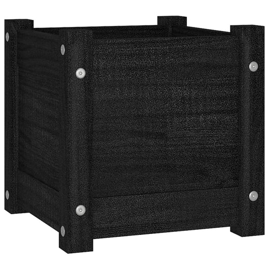 Vassoio per fioriera aiuola rialzata piante fiori terrazza giardino esterno 31 x 31 x 31 cm legno di pino massiccio nero 02_0038541
