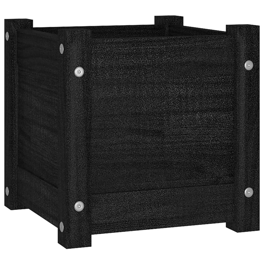 Set di 2 fioriere per aiuole rialzate, piante, fiori, giardino, terrazze, esterni, 31 x 31 x 31 cm, in legno di pino nero 02_0038889