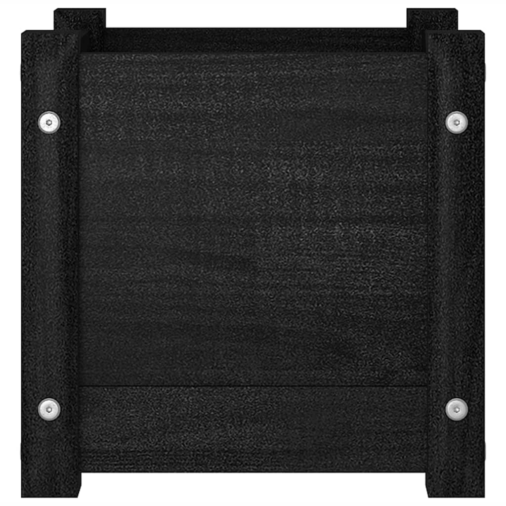 Set di 2 fioriere per aiuole rialzate, piante, fiori, giardino, terrazze, esterni, 31 x 31 x 31 cm, in legno di pino nero 02_0038889