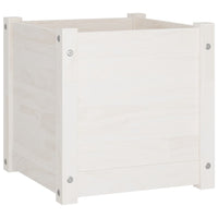 Fioriere da Giardino 2 pz Bianche 40x40x40 cm Massello di Pino 810537