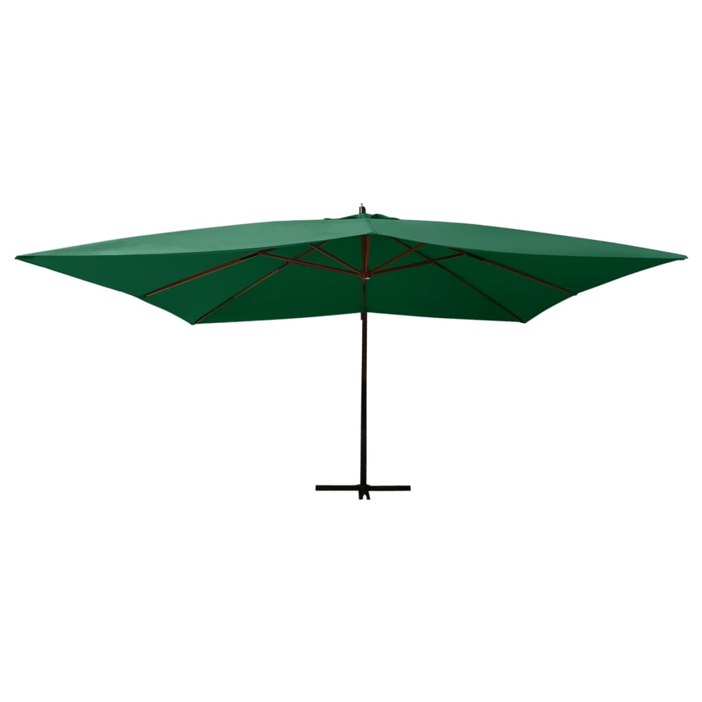 Ombrellone a Sbalzo da Giardino Palo in Legno 400x300 cm Verde 318428