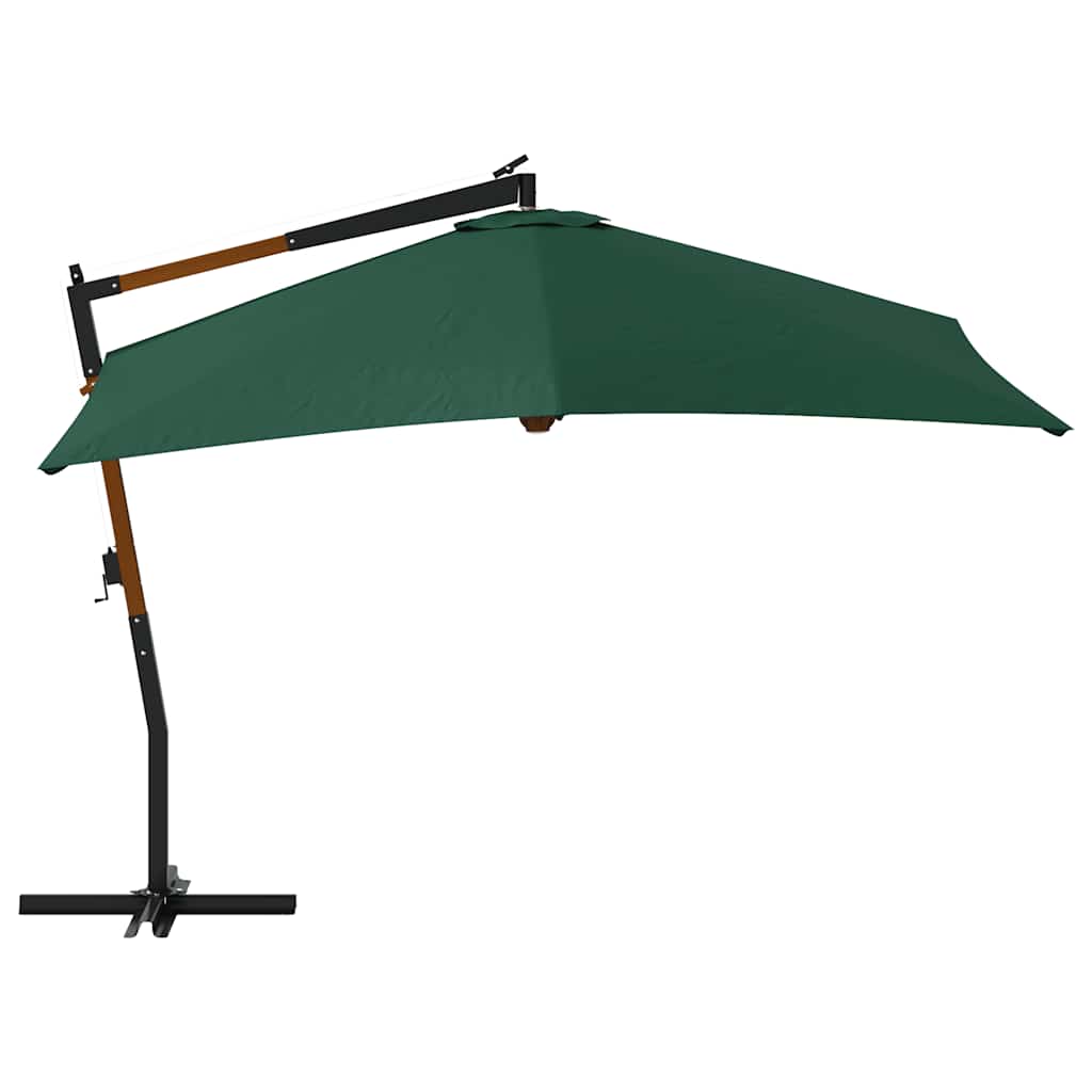 Ombrellone a Sbalzo da Giardino Palo in Legno 400x300 cm Verde 318428