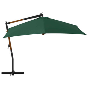 Ombrellone a Sbalzo da Giardino Palo in Legno 400x300 cm Verde 318428