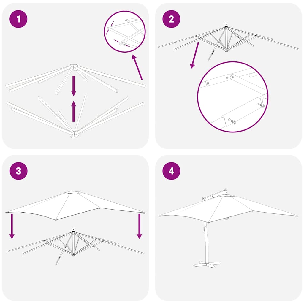 Ombrellone a Sbalzo da Giardino Palo in Legno 400x300 cm Verde 318428