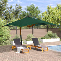 Ombrellone a Sbalzo da Giardino Palo in Legno 400x300 cm Verde 318428