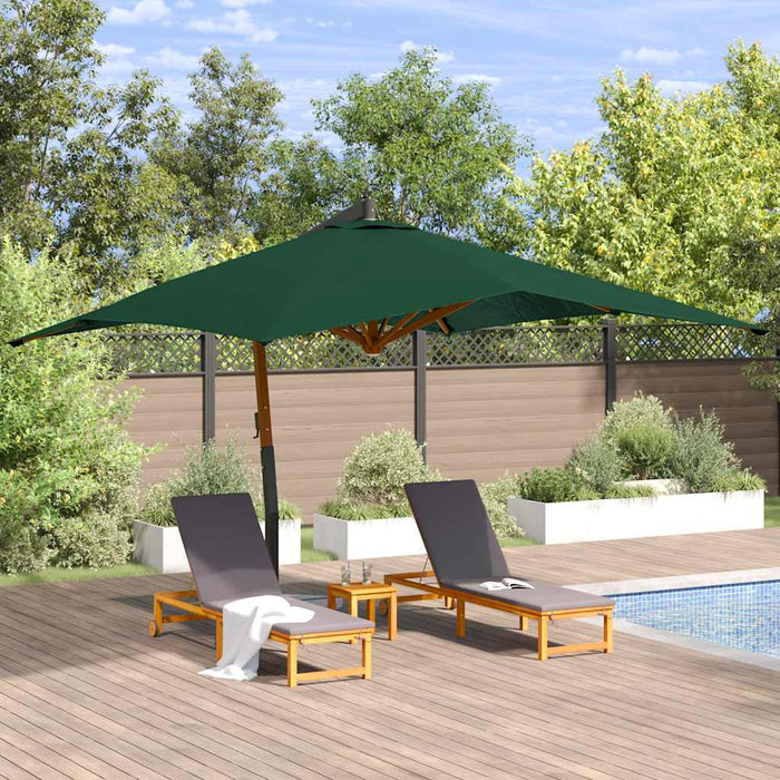 Ombrellone a Sbalzo da Giardino Palo in Legno 400x300 cm Verde 318428