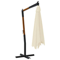 Ombrellone a Sbalzo con Palo in Legno 400x300 cm Bianco Sabbia  cod mxl 11947