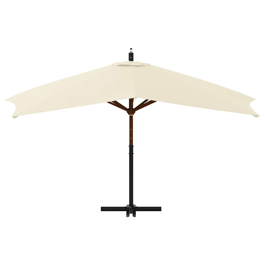 Ombrellone a Sbalzo con Palo in Legno 400x300 cm Bianco Sabbia  cod mxl 11947