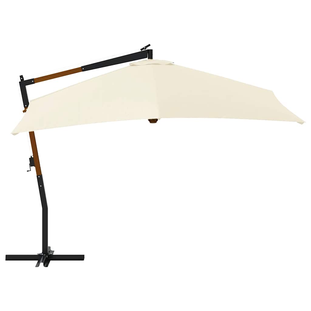 Ombrellone a Sbalzo con Palo in Legno 400x300 cm Bianco Sabbia  cod mxl 11947