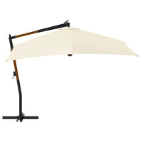 Ombrellone a Sbalzo con Palo in Legno 400x300 cm Bianco Sabbia  cod mxl 11947