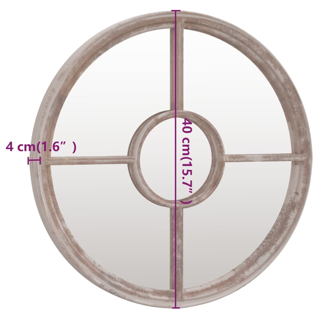 Specchio Sabbia-Specchio Decorativo 40x4 cm Ferro Rotondo per Uso Interno