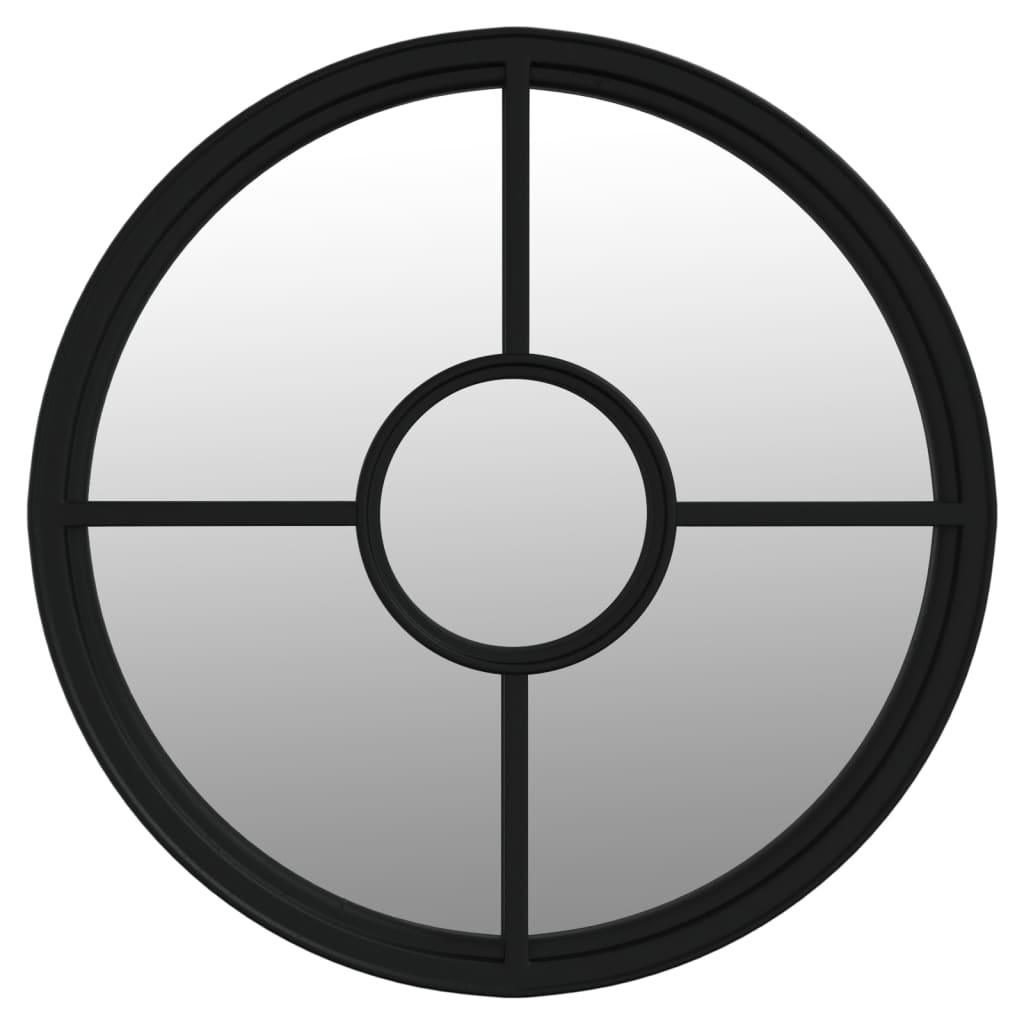 Specchio Nero 60x4 cm Rotondo in Ferro per Uso Interno