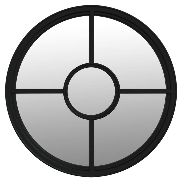 Specchio Nero 60x4 cm Rotondo in Ferro per Uso Interno