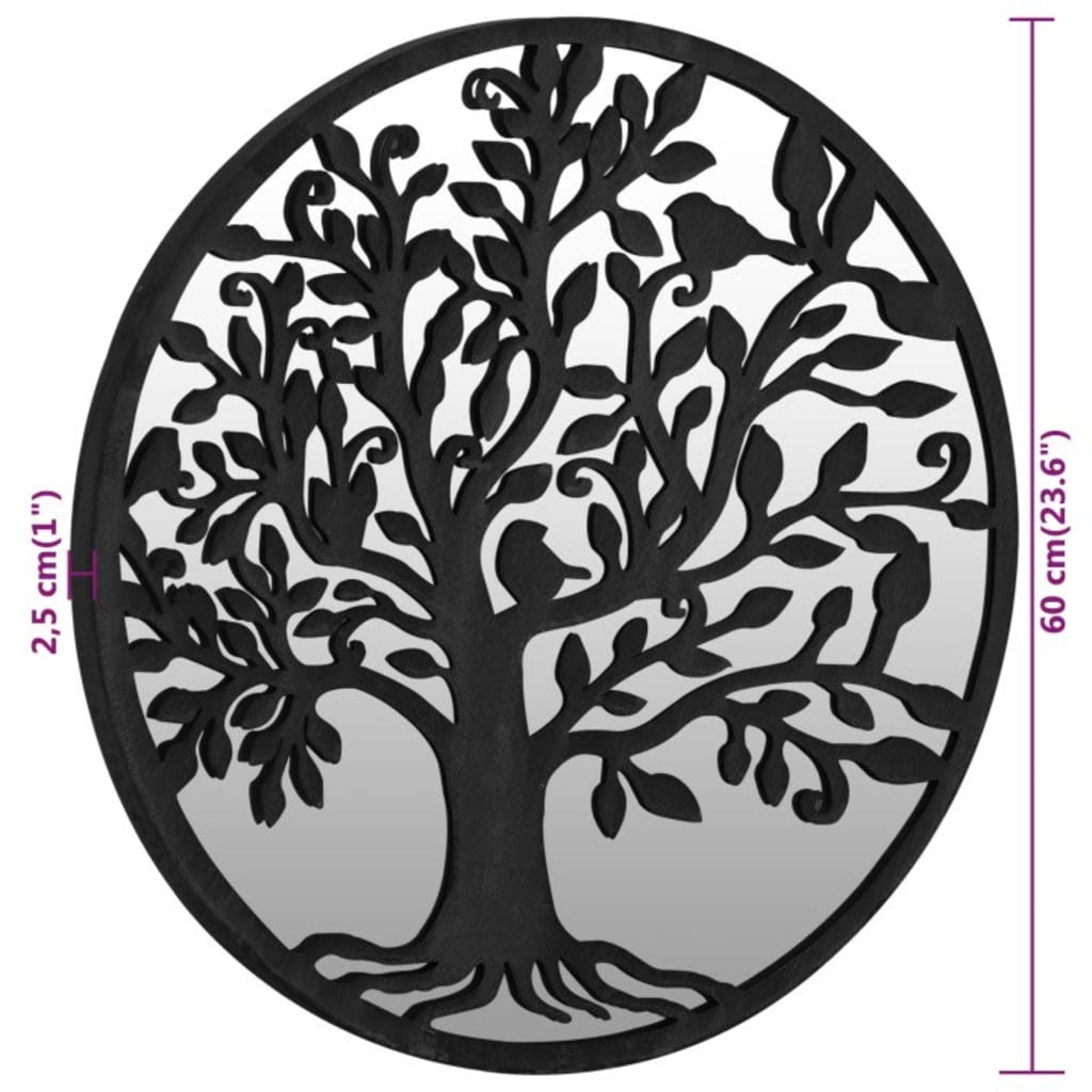 Specchio-Specchio DecorativoNero 60x2,5 cm Rotondo in Ferro per Uso Interno