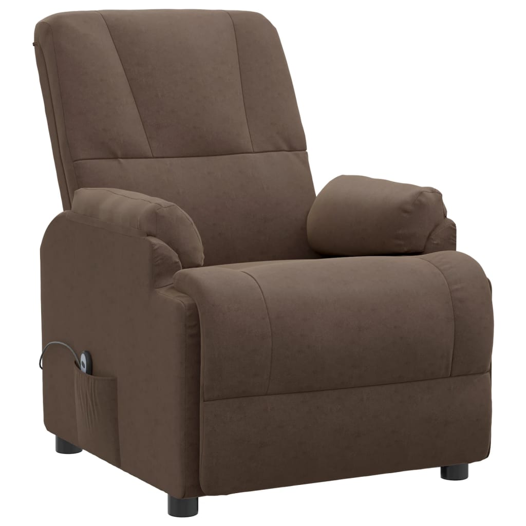 Poltrona Alzapersona Reclinabile Marrone Similpelle Scamosciata 3093177