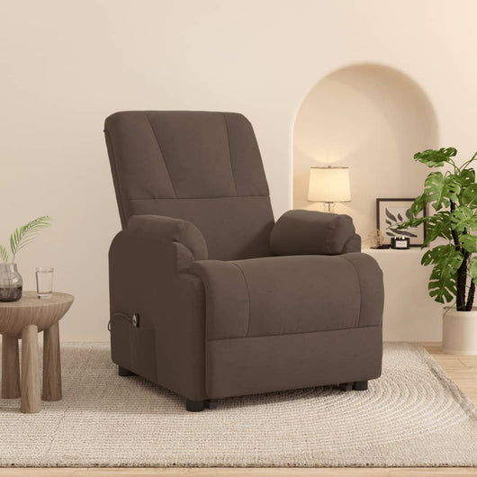 Poltrona Alzapersona Reclinabile Marrone Similpelle Scamosciata 3093177