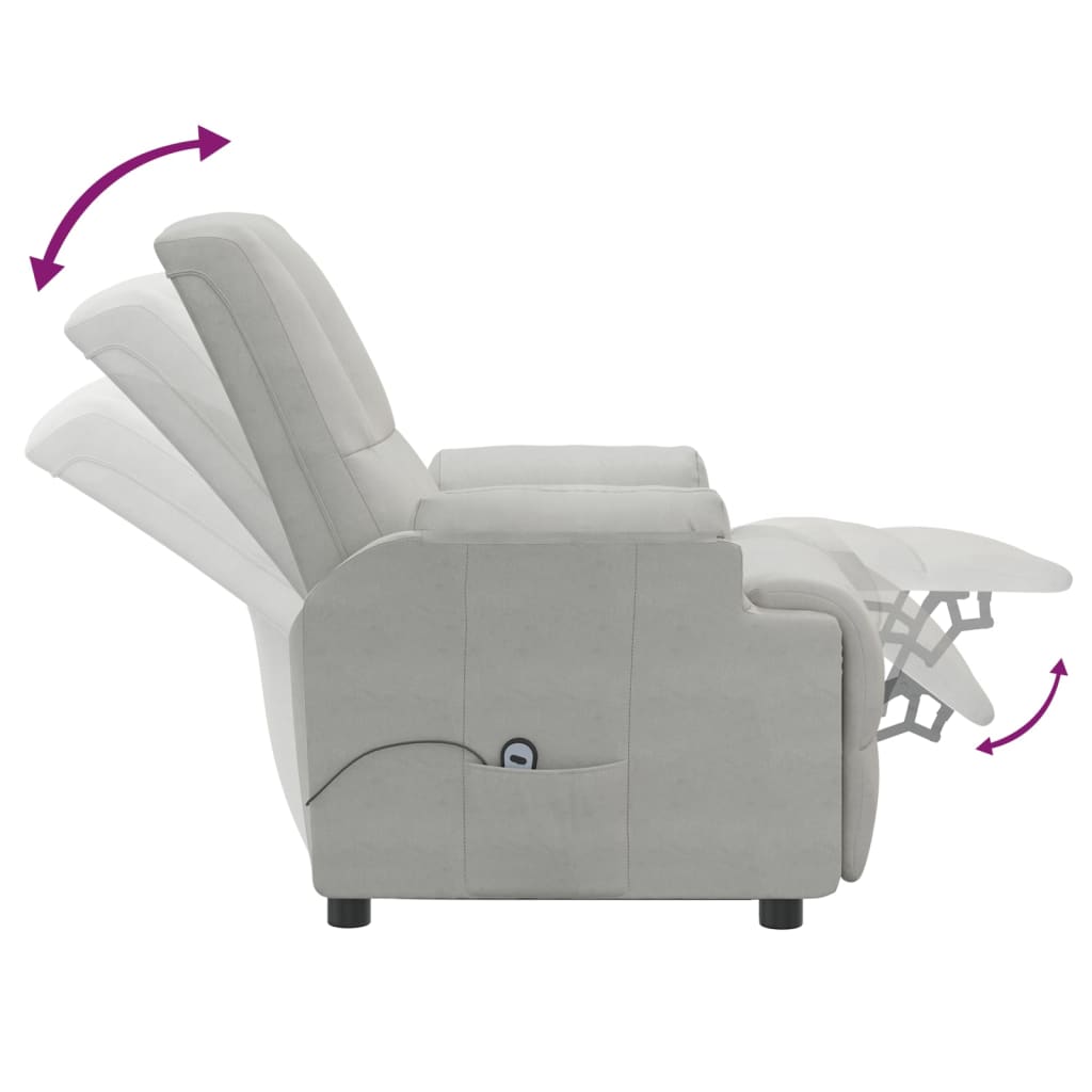 Poltrona Alzapersona Reclinabile Grigio Chiaro in Scamosciato 3093179