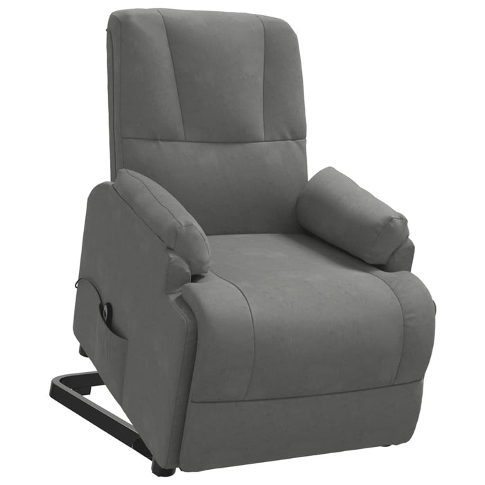 Poltrona Alzapersona Reclinabile Grigio Scuro in Scamosciato 3093180