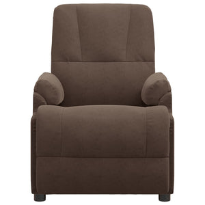 Poltrona Alzapersona Massaggiante Marrone in Scamosciato 3093183