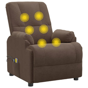 Poltrona Alzapersona Massaggiante Marrone in Scamosciato 3093183