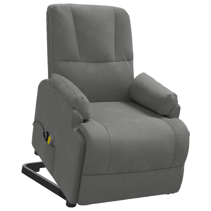 vidaXL Poltrona Alzapersona Massaggiante Grigio Scuro in Scamosciato