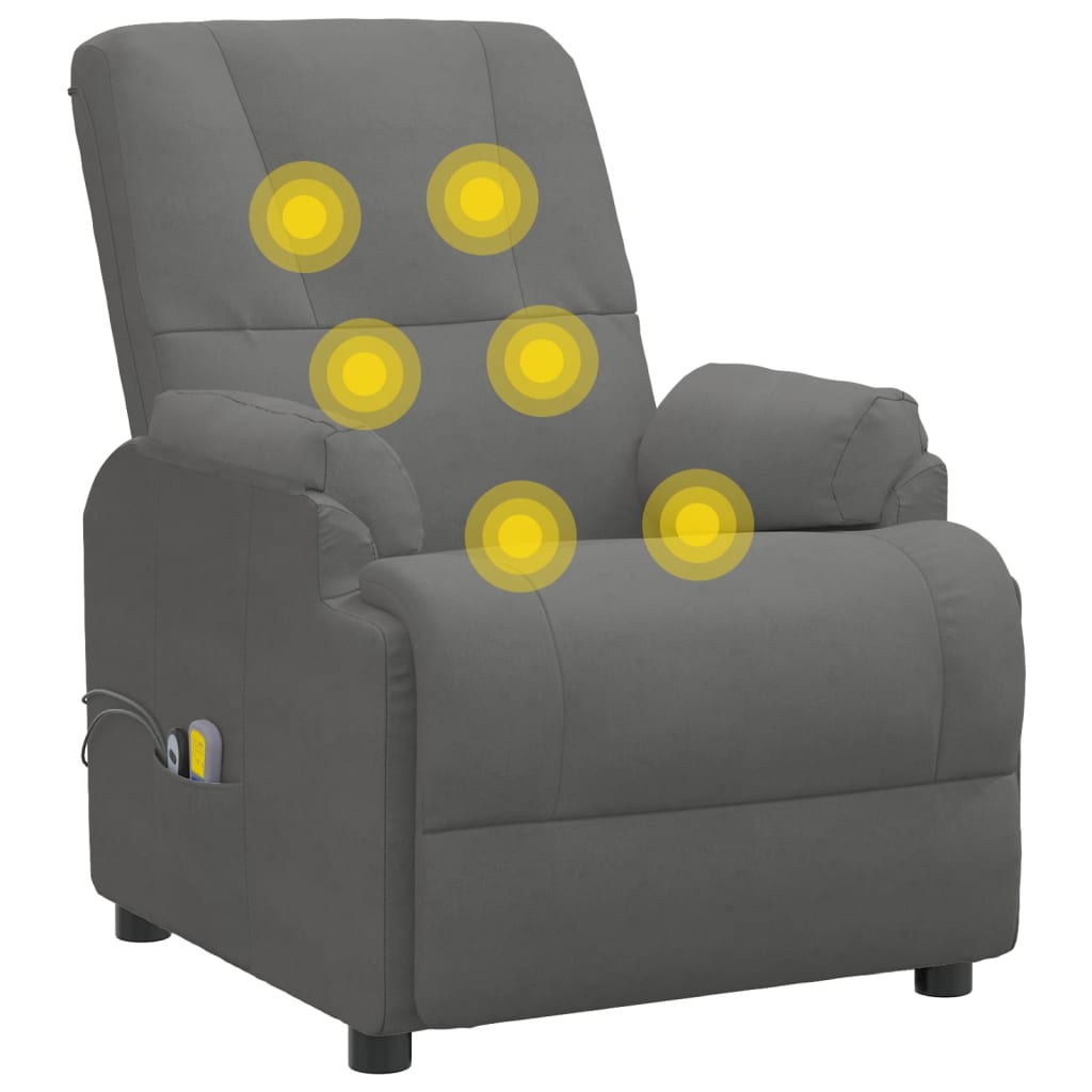 Poltrona Alzapersona Massaggiante Grigio Scuro in Scamosciato 3093186