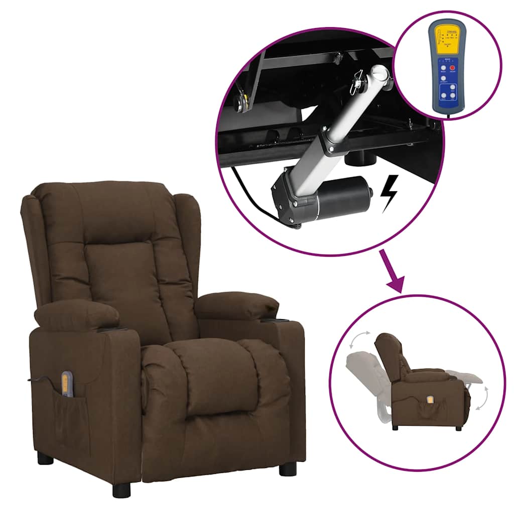 Poltrona Alzapersona Massaggiante Marrone Tessuto