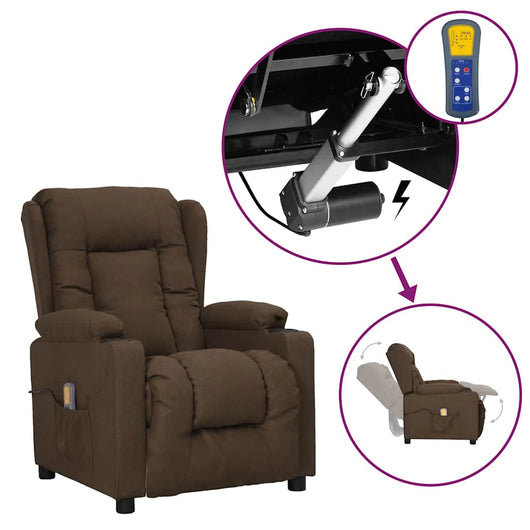 Poltrona Alzapersona Massaggiante Marrone Tessuto